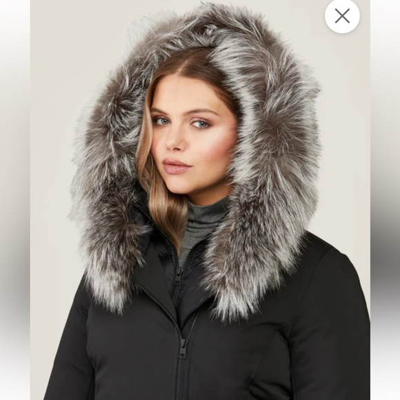 Salma Classic down coat w/ removable silver fur - black - Picture 4 of 7